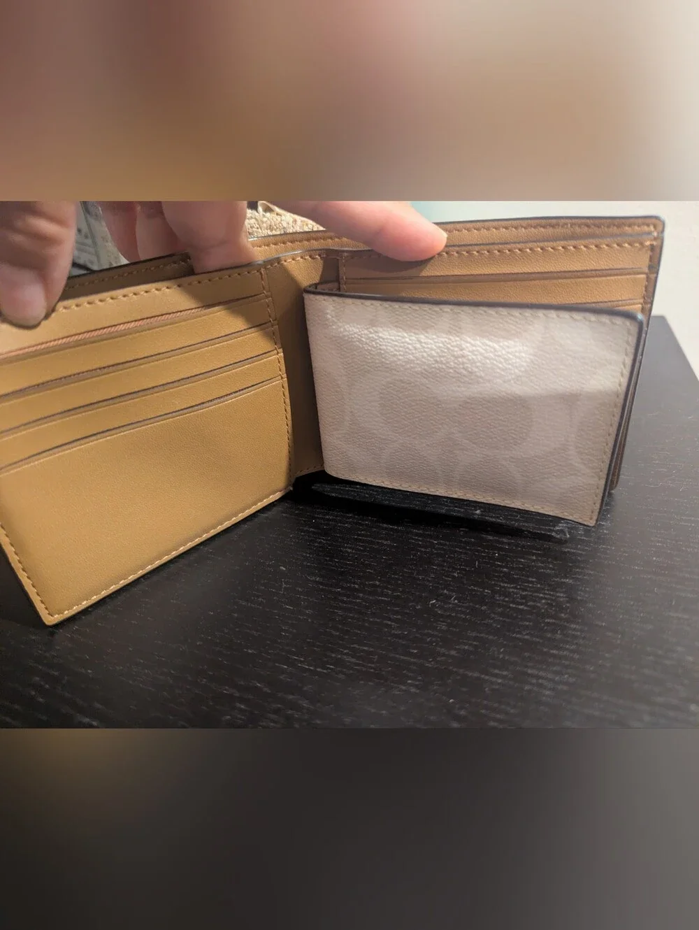 COACH 3-In-1 Wallet Signature Canvas Trompe L'oeil Print Chalk